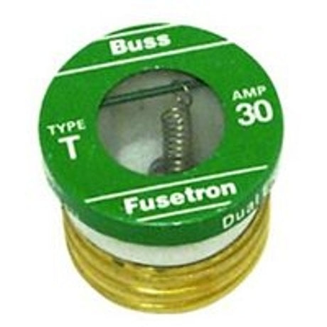 Bussmann BP/T-30 Plug Fuse, 30 A, 125 V, 10 kA Interrupt, Time Delay Fuse, Plastic Body, Low Voltage