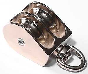 Baron 0178ZD-1-1/2 Rope Pulley, Double Swivel Eye, 5/8 in Dia Eye, 5/16 in Rope, 1-1/2 in Sheave, Cadmium