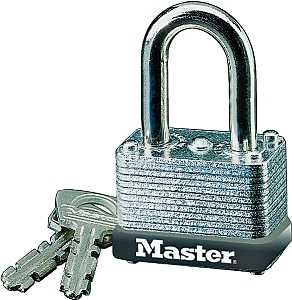Master Lock 22D Padlock, Keyed Different Key, 1/4 in Dia Shackle, 5/8 in H Shackle, Steel Shackle, Steel Body, Laminated