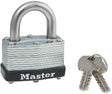 Master Lock 500D Laminated Padlock, Keyed Different Key, 9/32 in Dia Shackle, 13/16 in H Shackle, Steel Shackle