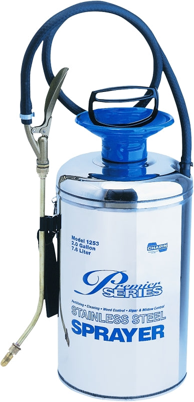 Chapin 1253 Handheld Sprayer, 2 gal Tank, Stainless Steel Tank, 42 in L Hose, Silver