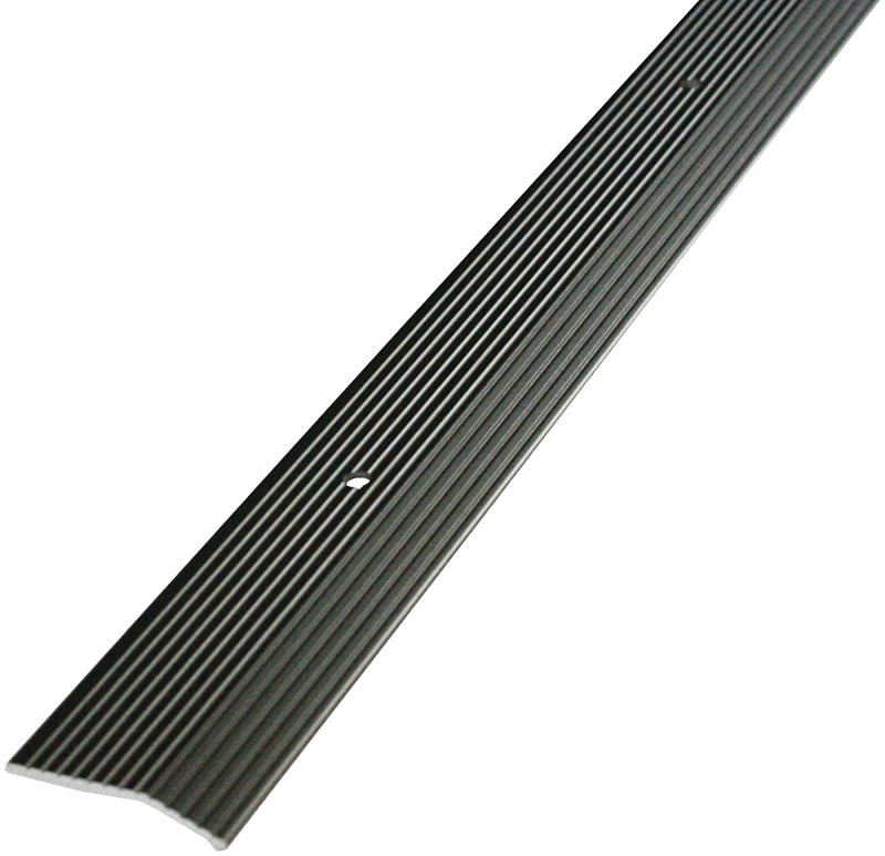 M-D 43858 Carpet Trim, 36 in L, 2 in W, Fluted Surface, Aluminum, Pewter