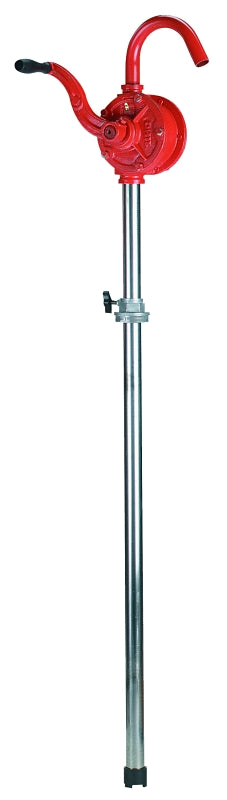 LubriMatic 55-303 Barrel Pump, 42 in L Suction Tube, 1-1/16 in Outlet, 1 gal/18 Revolutions, Iron/Steel