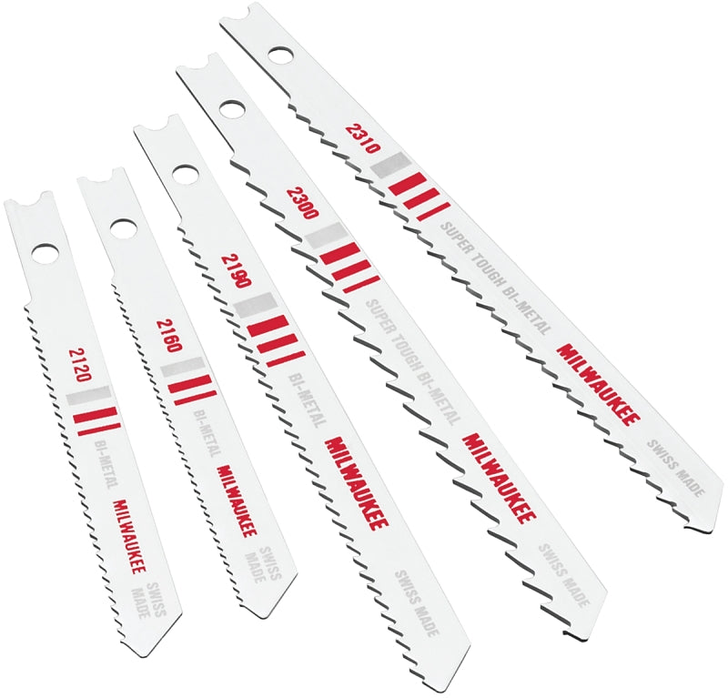 Milwaukee 49-22-1168 Jig Saw Blade Assortment, 5-Piece, U-Shank, Bi-Metal