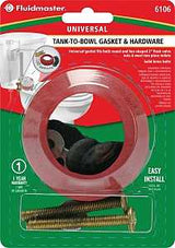 Fluidmaster 6106 Toilet Tank-to-Bowl Gasket, Brass/Sponge Rubber