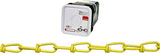 Campbell PD075-2496 Loop Chain, #2/0, 200 ft L, 255 lb Working Load, Low Carbon Steel, Yellow Poly-Coated