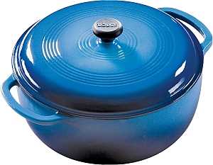 Lodge EC6D33 Dutch Oven, 6 qt, Cast Iron, Blue, Loop Handle