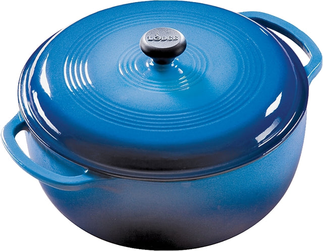 Lodge EC6D33 Dutch Oven, 6 qt, Cast Iron, Blue, Loop Handle