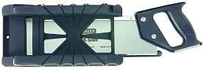 STANLEY 19-800 Miter Box with Saw, 12 in W Cutting, 22.5, 45, 90 deg Cutting Slot, Gray