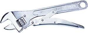 STANLEY 85-610 Adjustable Wrench, 10 in OAL, 1-1/4 in Jaw, Steel, Chrome, Plain-Grip Handle