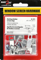Make-2-Fit PL 7971 Screen Stretch Clip with Screw, Aluminum, Mill, For: 5/16 x 3/4 in Screen Frame