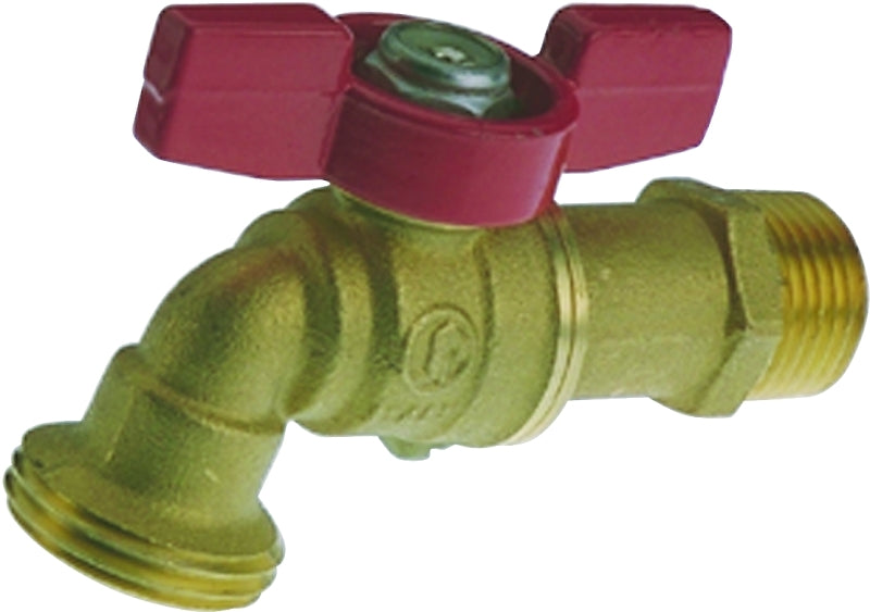 B & K 103-023 Heavy-Duty Hose Bibb, 1/2 x 3/4 in Connection, MPT x Male Hose, 200 psi Pressure, Brass Body