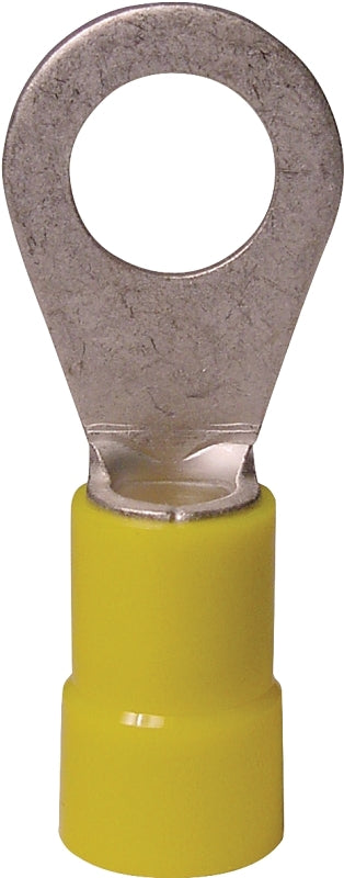 Gardner Bender 10-106 Ring Terminal, 600 V, 12 to 10 AWG Wire, #8 to 10 Stud, Vinyl Insulation, Copper Contact, Yellow, 50/PK