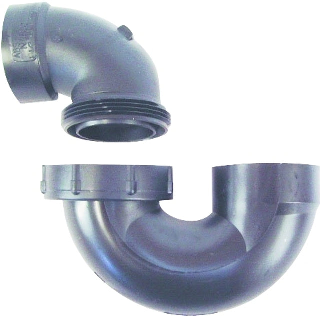 US Hardware P-098C Bathtub Trap, ABS, Black, 1-1/2 x 1-1/2 in ID