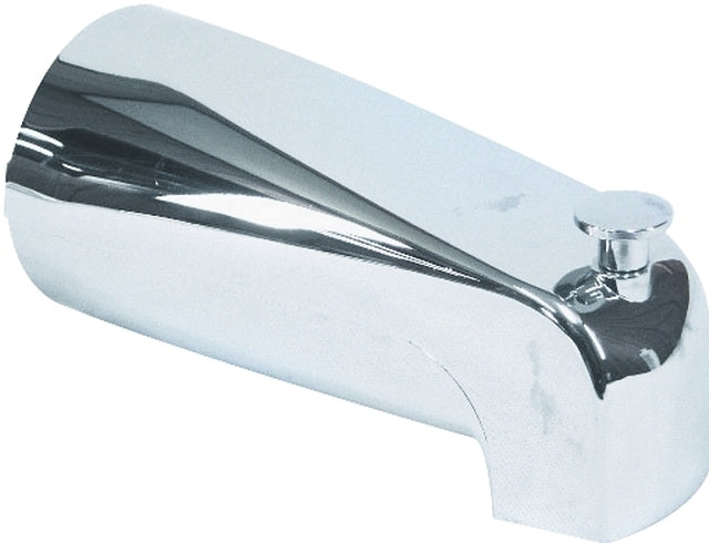 US Hardware P-522C Bathtub Spout with Diverter, 12.63 in L, 1/2 in Connection, NPT, Plastic, Chrome Plated