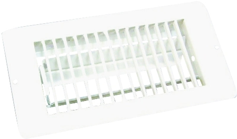 US Hardware V-056IWB Floor Register, 4 in W Duct Opening, 8 in H Duct Opening, 1-5/16 in L, Steel, White