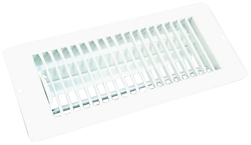 US Hardware V-057IWB Floor Register, 4 in W Duct Opening, 10 in H Duct Opening, 1-5/16 in L, Steel, White