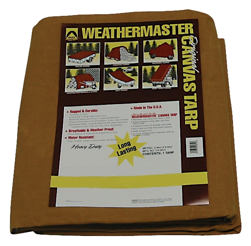 Dize Weathermaster CA1020D Tarpaulin, 20 ft L, 10 ft W, Canvas, Tan