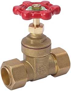 B & K ProLine Series 100-803NL Gate Valve, 1/2 in Connection, Compression, 125, 200 psi Pressure, Brass/Bronze Body