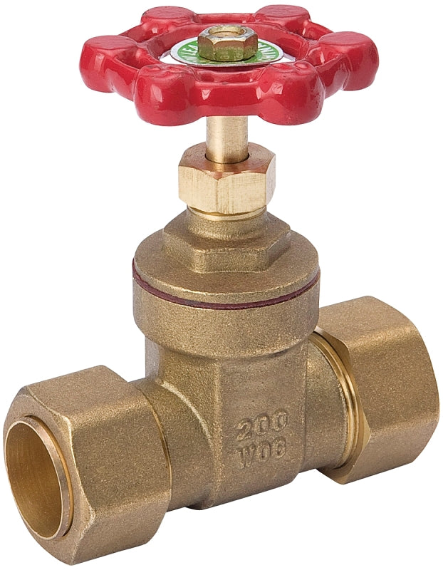 B & K ProLine Series 100-804NL Gate Valve, 3/4 in Connection, Compression, 125, 200 psi Pressure, Brass/Bronze Body