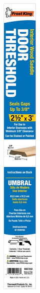 Frost King WAT250 Saddle Threshold, 36 in L, 2-1/2 in W, Wood, Oak, Unfinished