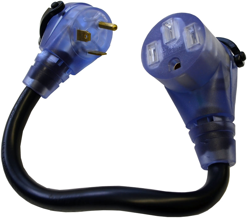 US Hardware RV-346B Adapter, 50 A Female, 30 A Male, 120 V, Female, Male, 10 AWG Cable