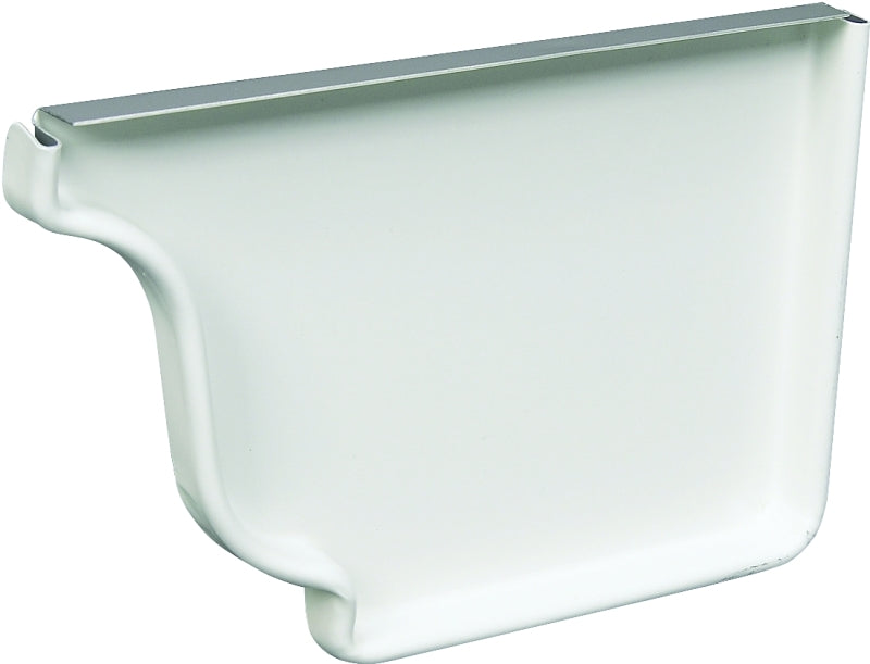 Amerimax 27006 Gutter Right End Cap, 5 in L, Aluminum, White, For: 5 in K-Style Gutter System