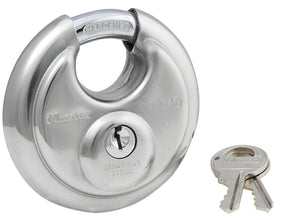 Master Lock 40D Padlock, Keyed Different Key, Shrouded Shackle, 3/8 in Dia Shackle, Steel Shackle, Stainless Steel Body