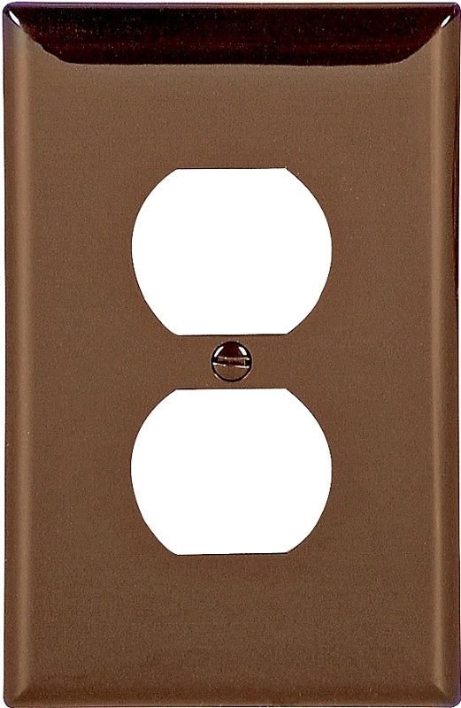 Eaton Wiring Devices PJ8B Series Duplex and Single Receptacle Wallplate, Mid-Size, 4-7/8 in L, 3-1/8 in W, 1-Gang, Brown, Pack of 25