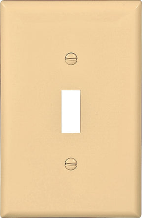 Eaton Wiring Devices PJ1V Wallplate, Mid-Size, 4-7/8 in L, 3-1/8 in W, 1-Gang, Polycarbonate, Ivory, Pack of 25