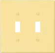 Eaton Wiring Devices PJ2V Wallplate, Mid-Size, 4-7/8 in L, 4.94 in W, 2-Gang, Polycarbonate, Ivory
