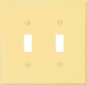 Eaton Wiring Devices PJ2V Wallplate, Mid-Size, 4-7/8 in L, 4.94 in W, 2-Gang, Polycarbonate, Ivory