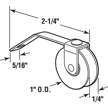 Prime-Line B 609 Roller Assembly, 1 in Dia Roller, 1/4 in W Roller, Nylon/Steel, White, 2-Roller