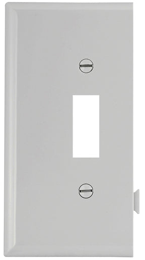 Eaton Wiring Devices STE1W Wallplate, Mid-Size, 4-7/8 in L, 3.12 in W, 1-Gang, Polycarbonate, White, High-Gloss