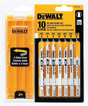 DEWALT DW3744C Series Jig Saw Blade Kit, Specifications: Curved/Precision Ground Teeth, U-Shank, 10-Piece, HCS