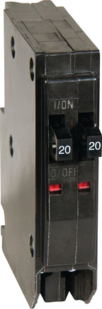 Square D QO QOT2020CP Circuit Breaker, Mini, Tandem, 20 A, 1-Pole, 120/240 V, Black, Plug
