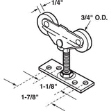 Prime-Line N 6527 Roller Assembly, 3/4 in Dia Roller, 1/4 in W Roller, Nylon/Steel, Silver, 2-Roller, 65 lb