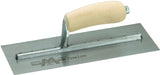 Marshalltown MXS1 Finishing Trowel, 11 in L Blade, 4-1/2 in W Blade, Spring Steel Blade, Curved Handle, Wood Handle