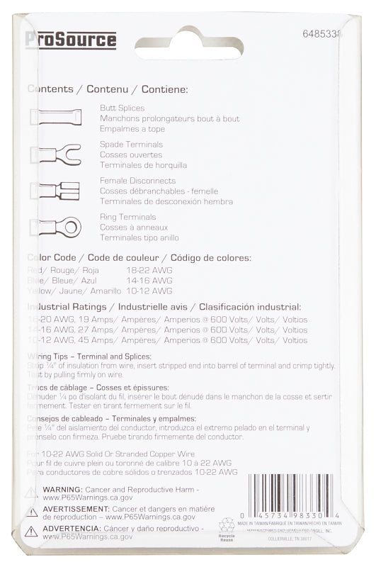 ProSource CP-403L Electrical Connectors Wire Cap Set, Plastic, For: 22 to 10 AWG Solid/Standard Wire, 40 -Piece