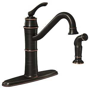 Moen Wetherly Series 87999BRB Kitchen Faucet, 1.5 gpm, 1-Handle, Stainless Steel, Mediterranean Bronze