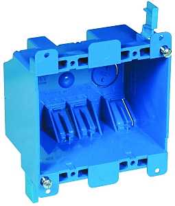Carlon B225R-UPC Outlet Box, 25 cu-in, 2-Gang, PVC, Blue, Clamp