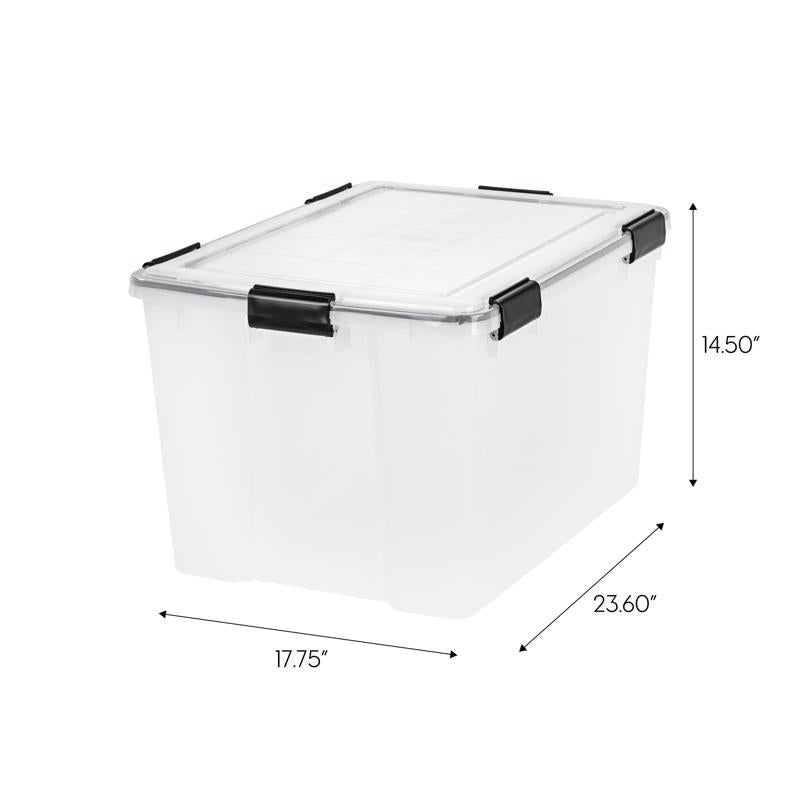 IRIS WEATHERPRO 74 qt Clear Storage Tote 14.5 in. H X 17.75 in. W X 23.6 in. D Stackable, Pack of 4