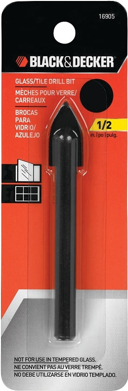 Black+Decker 16905 Drill Bit, 1/2 in Dia, 3-7/8 in OAL, 1/2 in Dia Shank