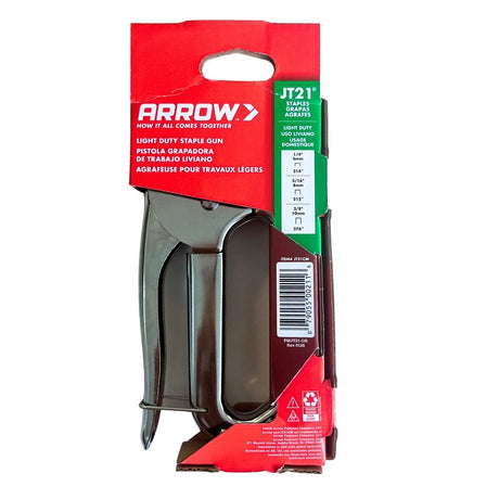 Arrow JT21CM Staple Gun, JT21 Staple, 7/16 in W Crown, 1/4 to 3/8 in L Leg, Steel Staple