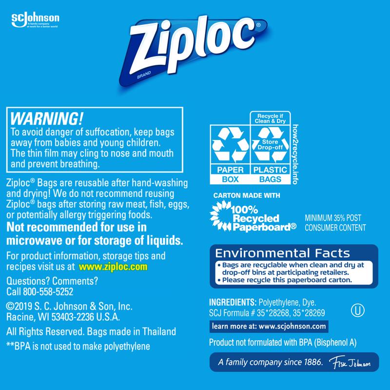 Ziploc Clear Snack Bag 90 pk, Pack of 12