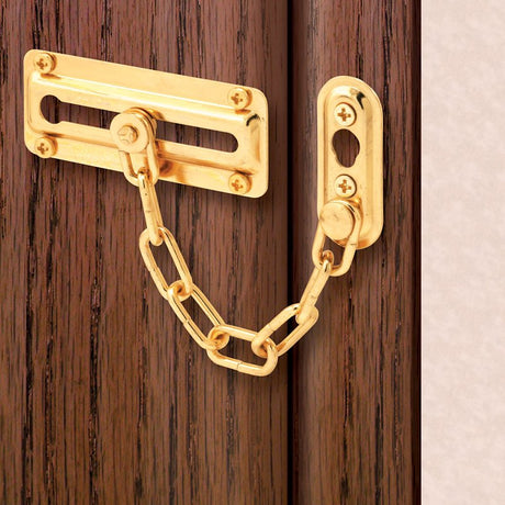Defender Security U-9905 Chain Door Guard, Steel, Brass