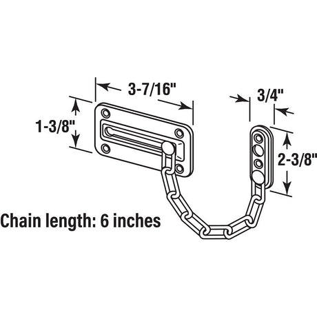 Defender Security U-9905 Chain Door Guard, Steel, Brass