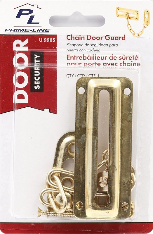 Defender Security U-9905 Chain Door Guard, Steel, Brass
