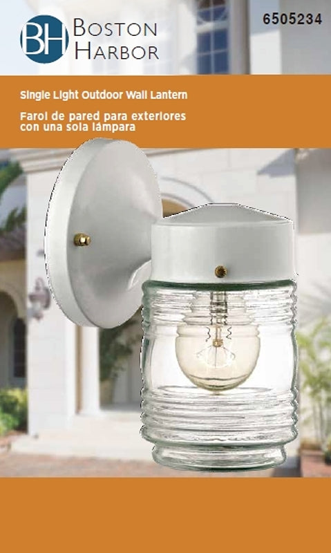 Boston Harbor W15WH01-33883L Outdoor Lantern, 120 V, 60 W, CFL Lamp, Steel Fixture, White, White Fixture