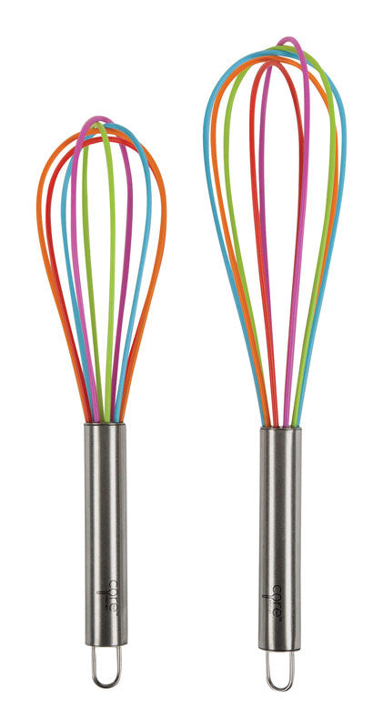 Core Kitchen Multi-Colored Silicone/Stainless Steel Whisk Set, Pack of 6